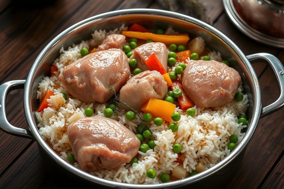 Can you cook raw chicken and rice at the same time?