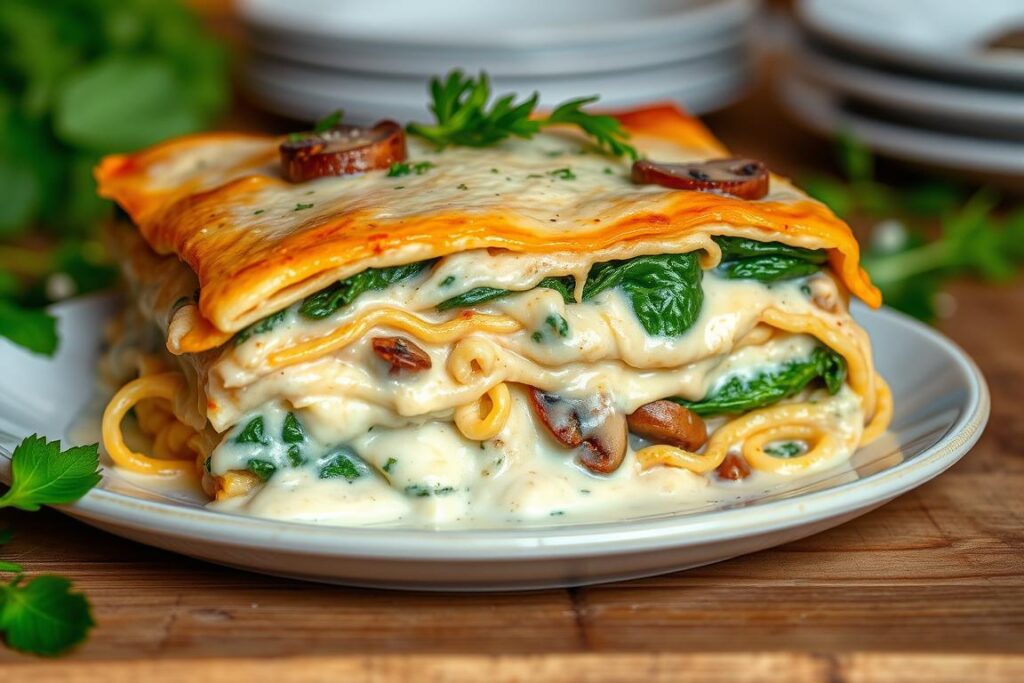 Chicken Mushroom Spinach Lasagna