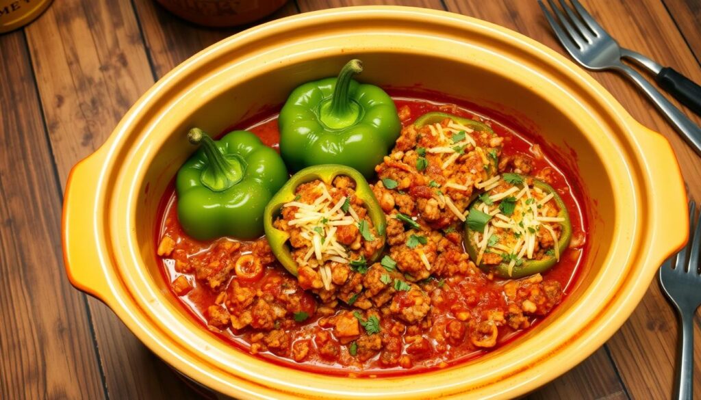 crockpot stuffed green pepper casserole​